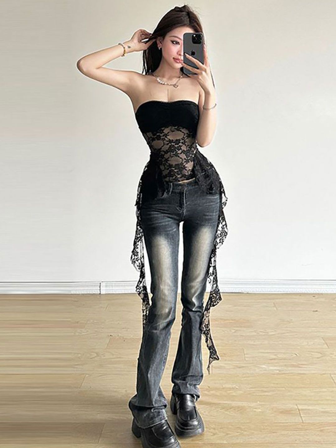 StyleCast x Revolte Women Embroidered Off-Shoulder Tube Crop Top - right view
