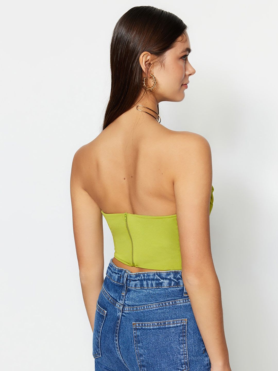Trendyol Ruched Strapless Corset Crop Top - right view