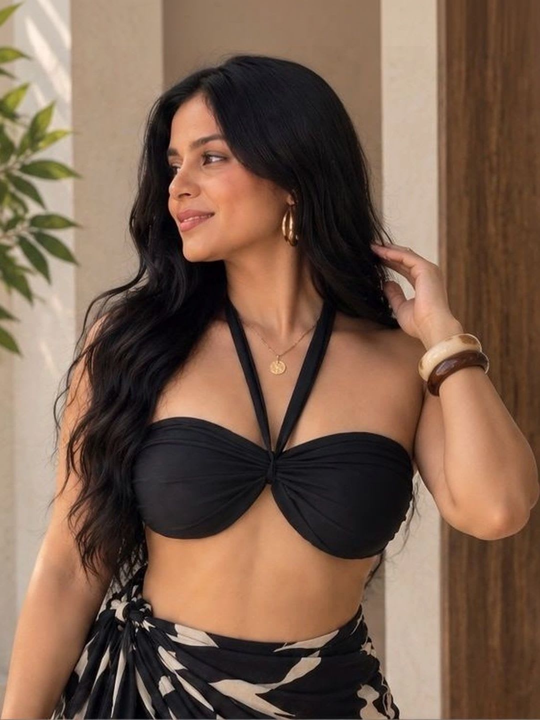 BAVLA Halter Neck Bralette Crop Top - right view