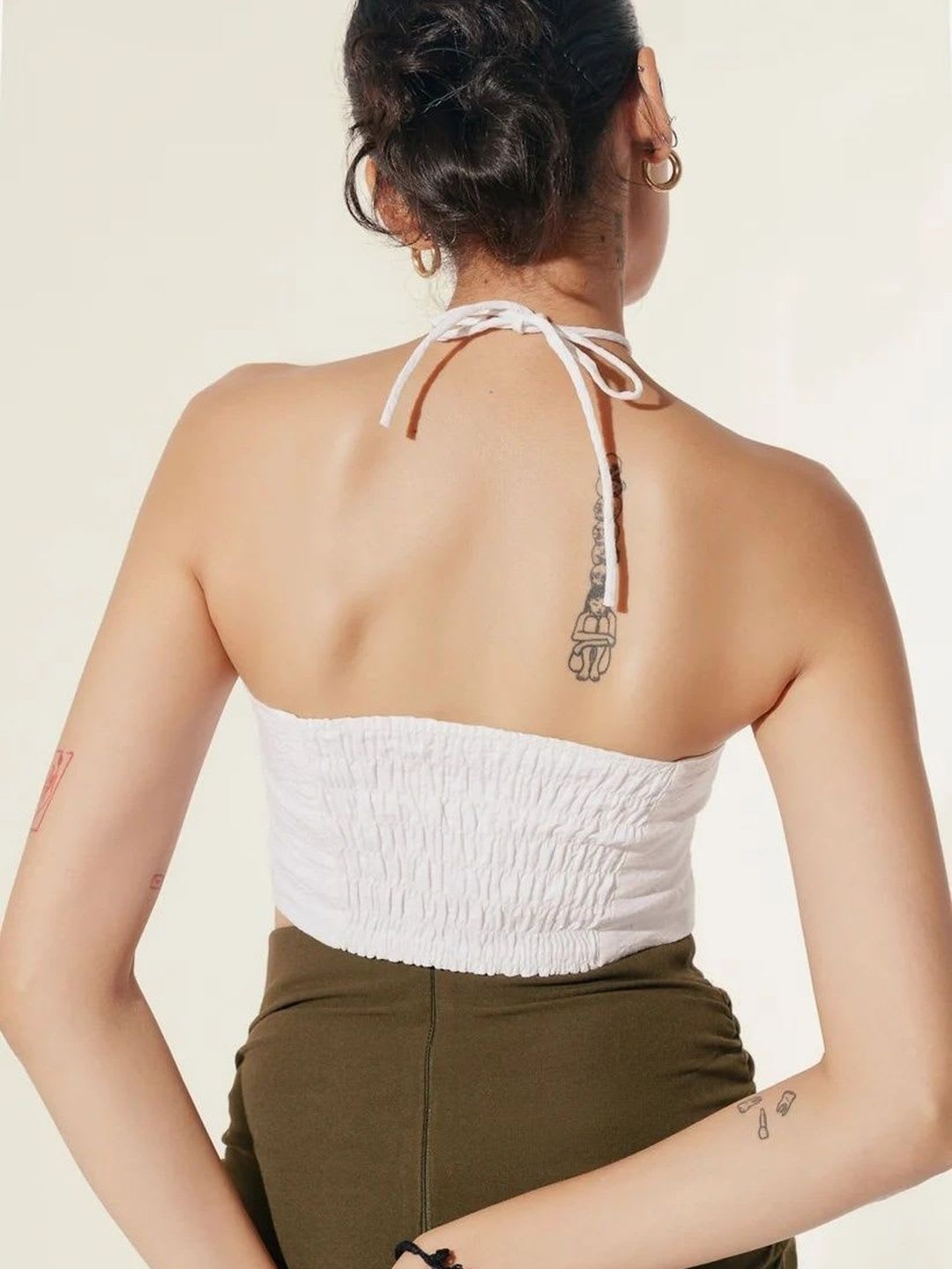 AUGHTS Halter Neck Cotton Crop Top - back view