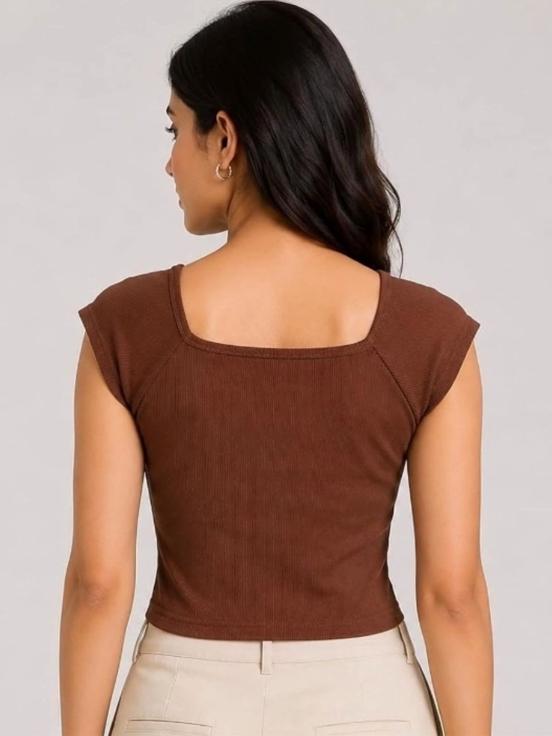 HIMMU'S FASHION HUB Cotton Crop Top - left view