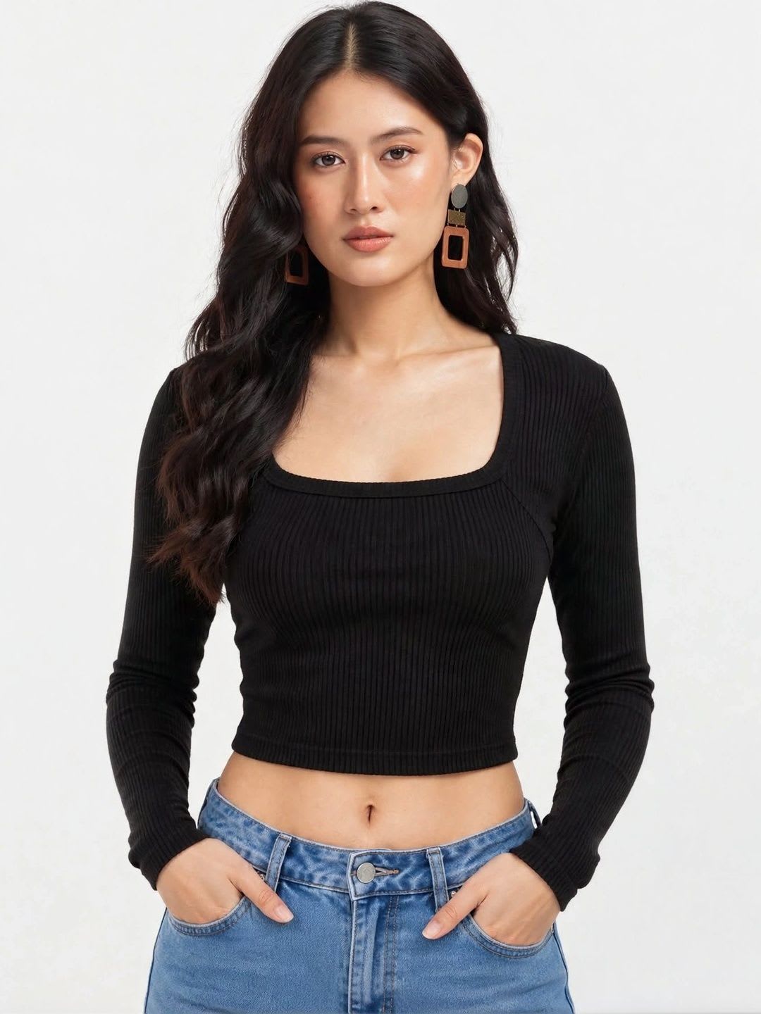KLYVRA Cotton Tube Crop Top - back view