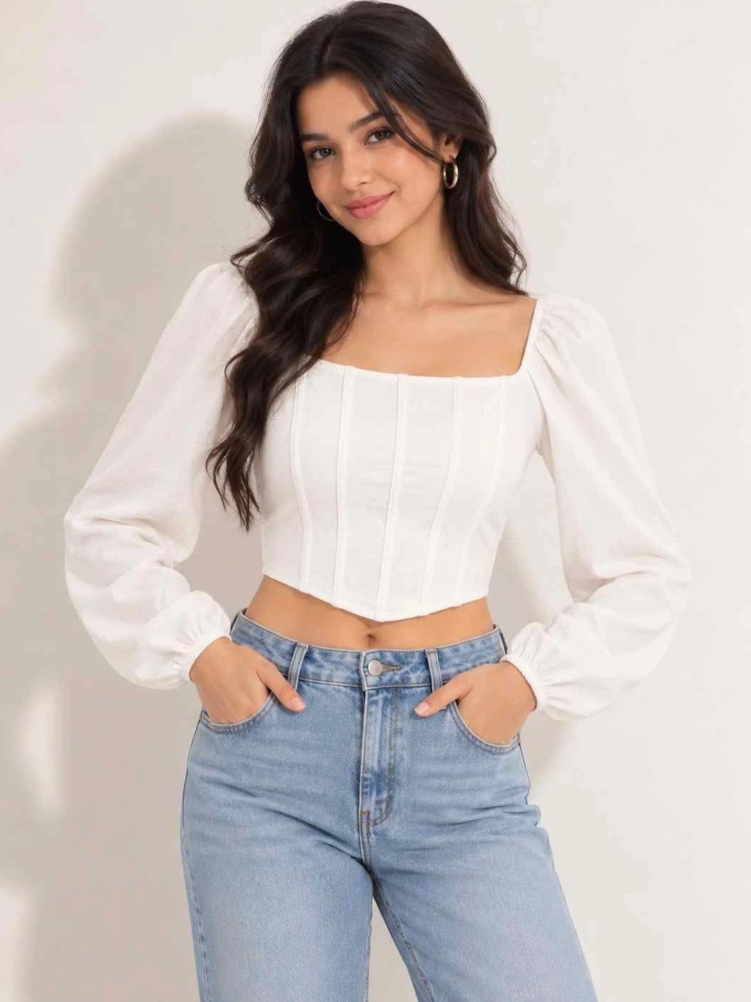 Ilaira Puff Sleeve Crop Top - default view