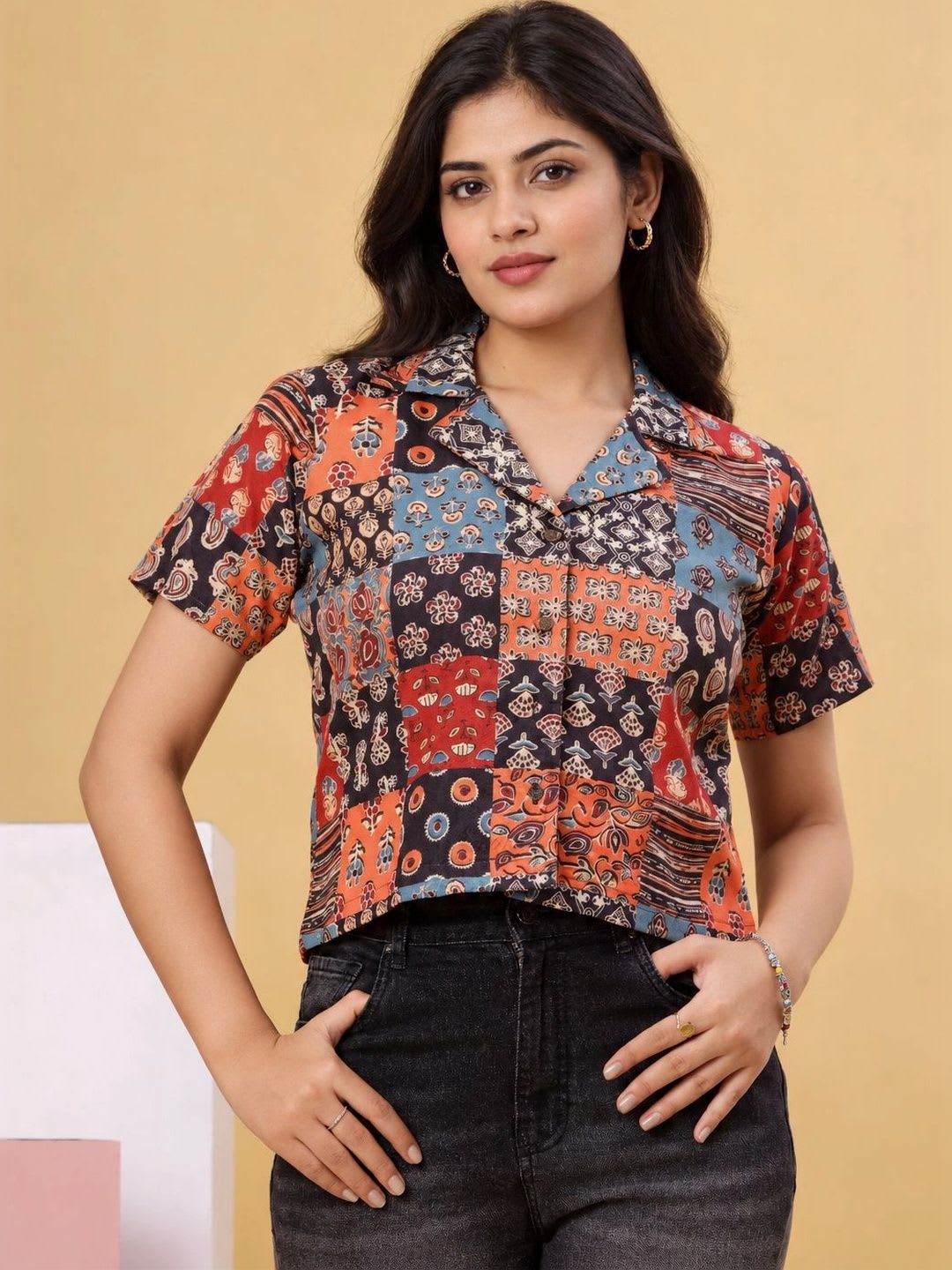 Moda Rapido Women Ethnic Printed Cotton Crop Top - default view