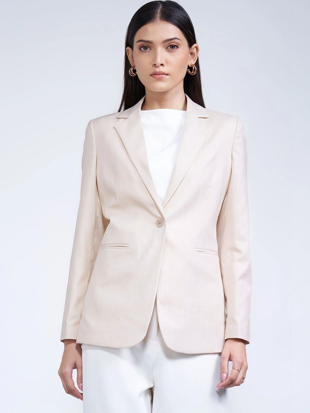 Annabelle by Pantaloons Notched Lapel Single-Breasted Comfort Fit Formal Blazers - back view