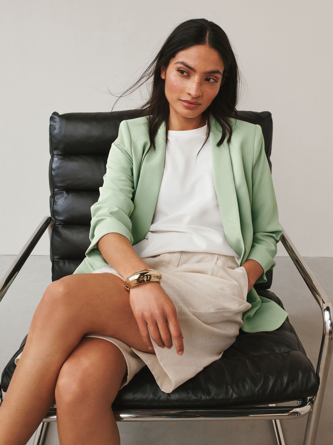 NEXT Shawl Collar Green Polyester Blazer - right view
