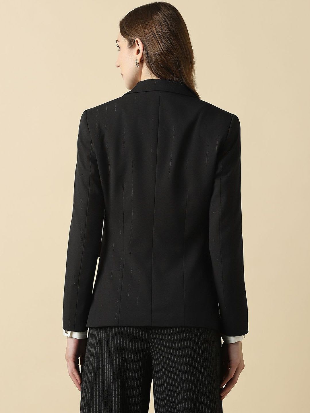Allen Solly Woman Notched Lapel Single-Breasted Formal Blazer - back view