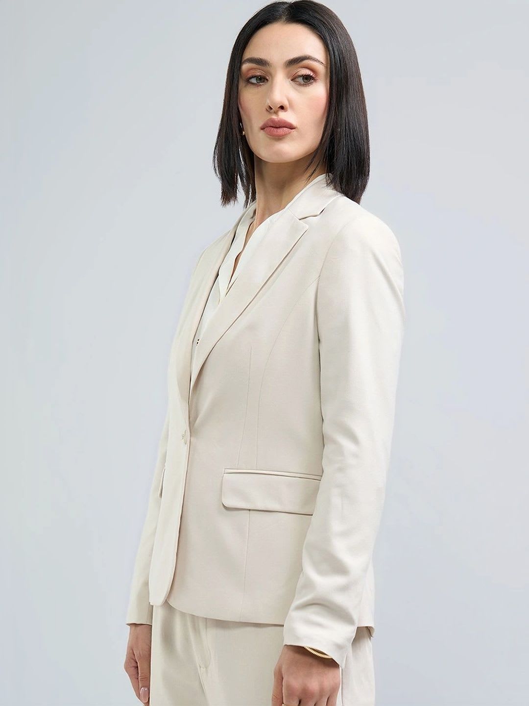 Annabelle by Pantaloons Notched Lapel Single-Breasted Blazer - left view