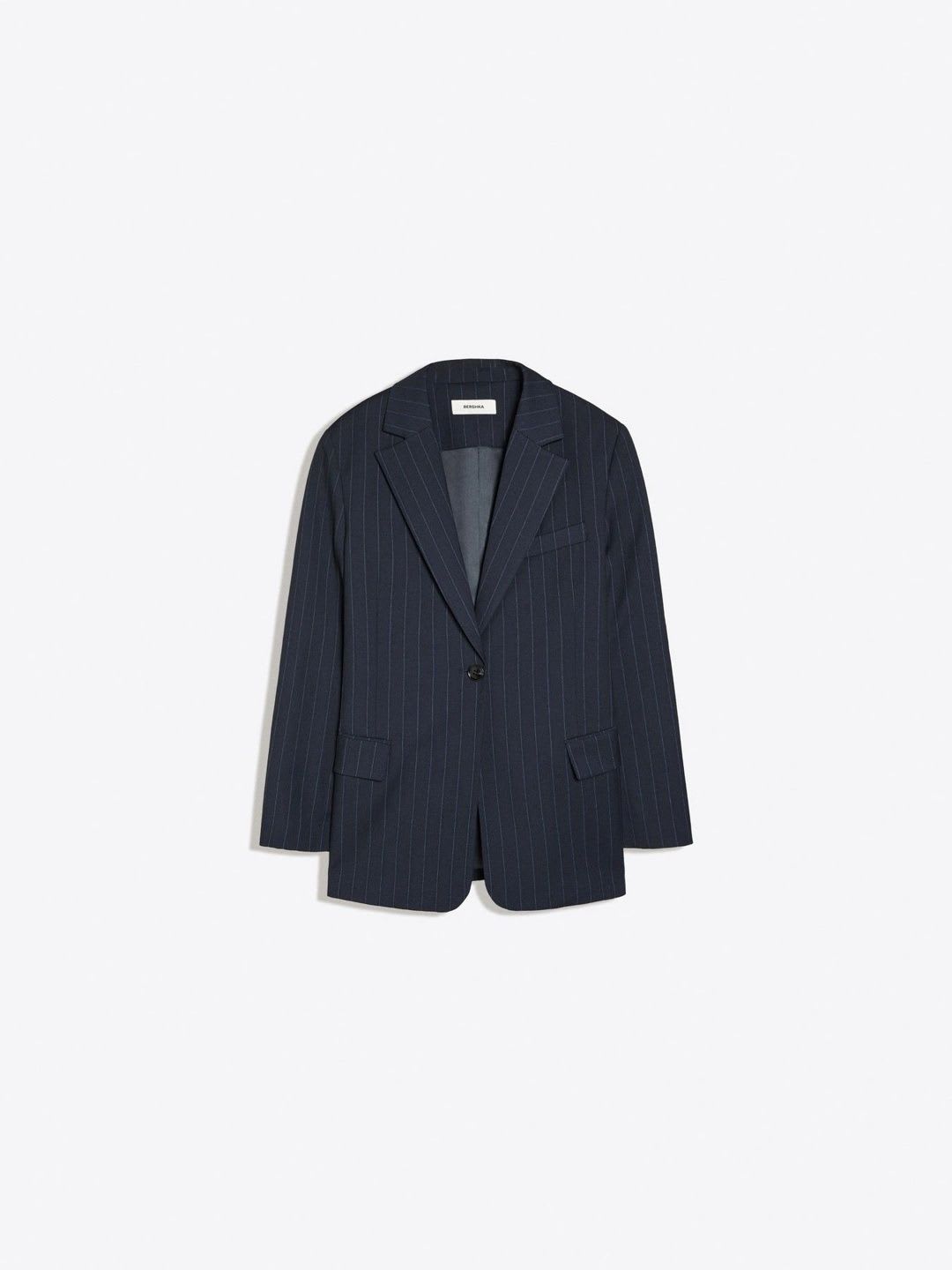 Bershka Striped Notched Lapel Single-Breasted Formal Blazers - right view