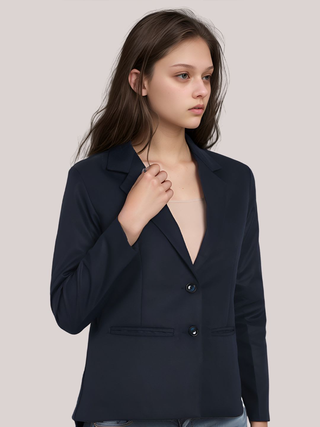 BAESD Notched Lapel Collar Single-Breasted Blazer - back view