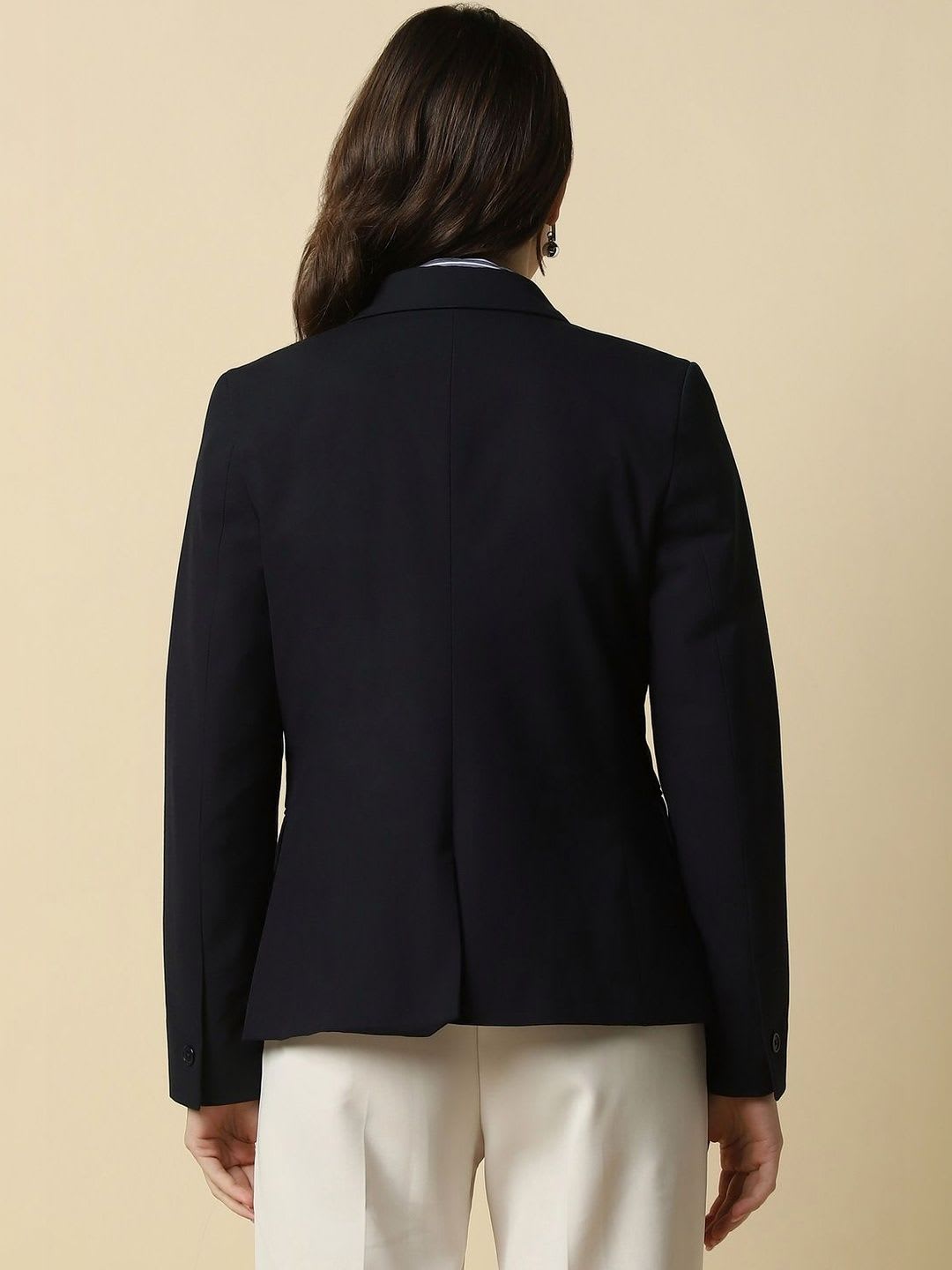 Allen Solly Woman Notched Lapel Single-Breasted Casual Blazers - back view