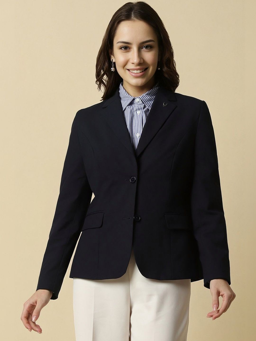 Allen Solly Woman Notched Lapel Single-Breasted Casual Blazers - default view