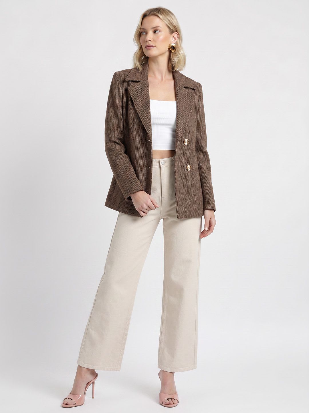 French Connection Self Design Notched Lapel Single-Breasted Casual Blazer - right view