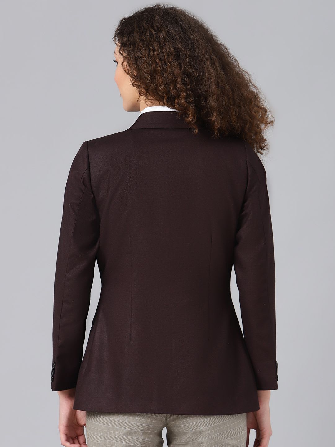 Shaftesbury London Women Brown Solid Formal Blazer - right view