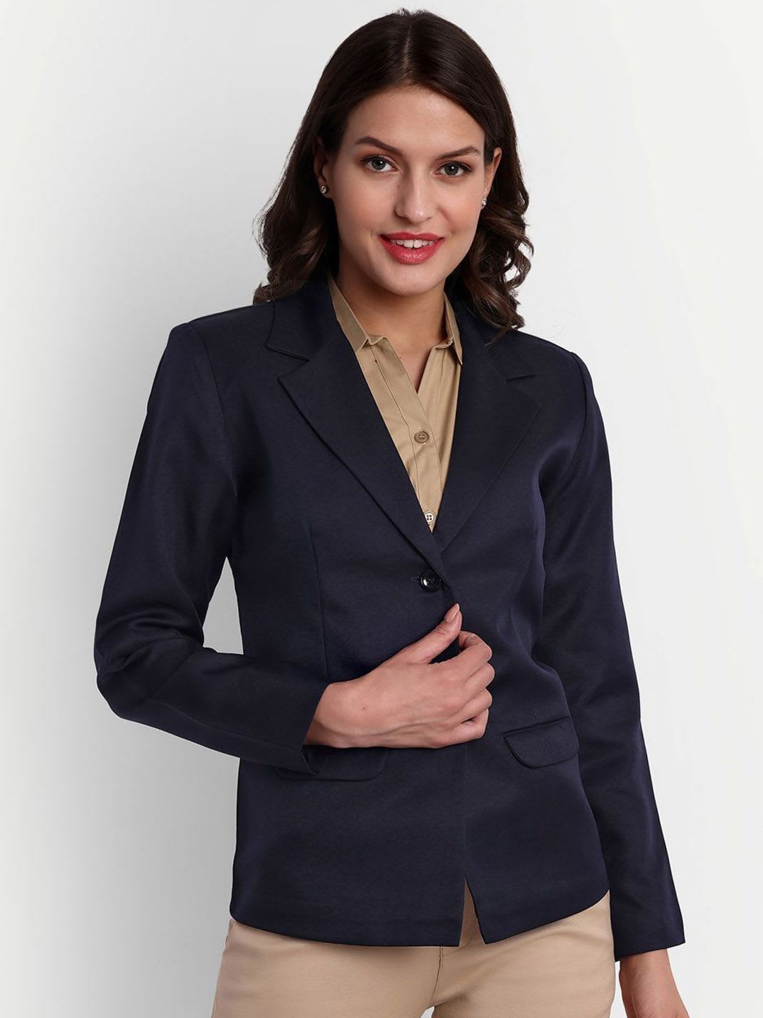 Blue Ronin Notched Lapel Single Breasted Cotton Formal Blazer - default view