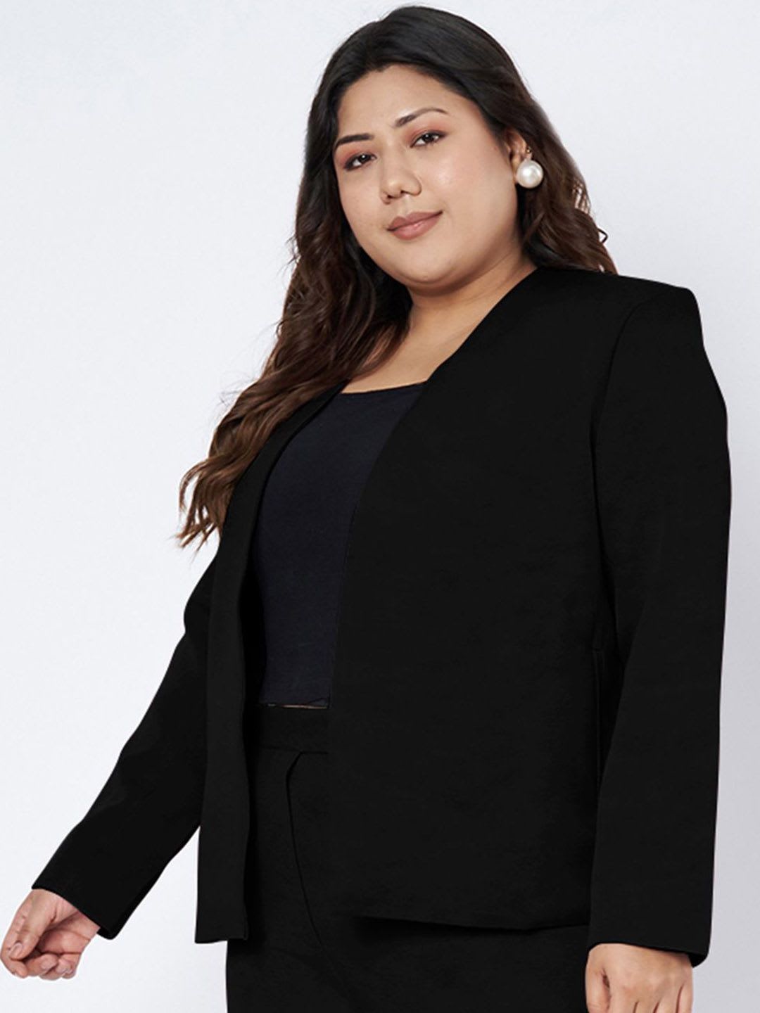BRINNS Notched Lapel Open Front Blazer - right view
