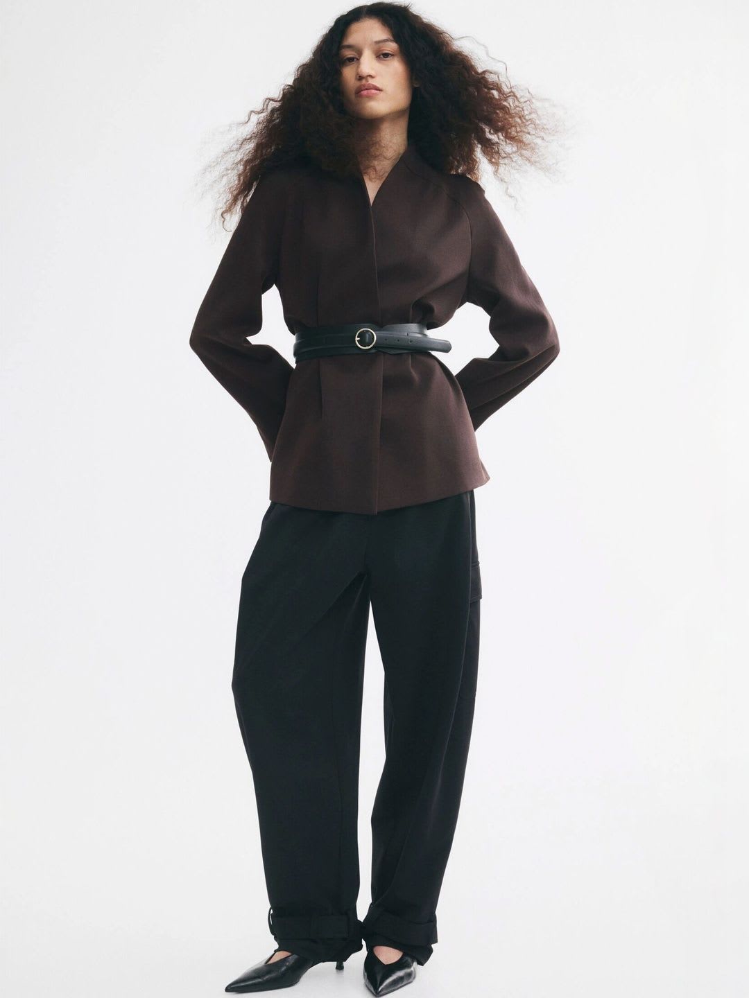 H&M Belted Lapelless Blazer - default view