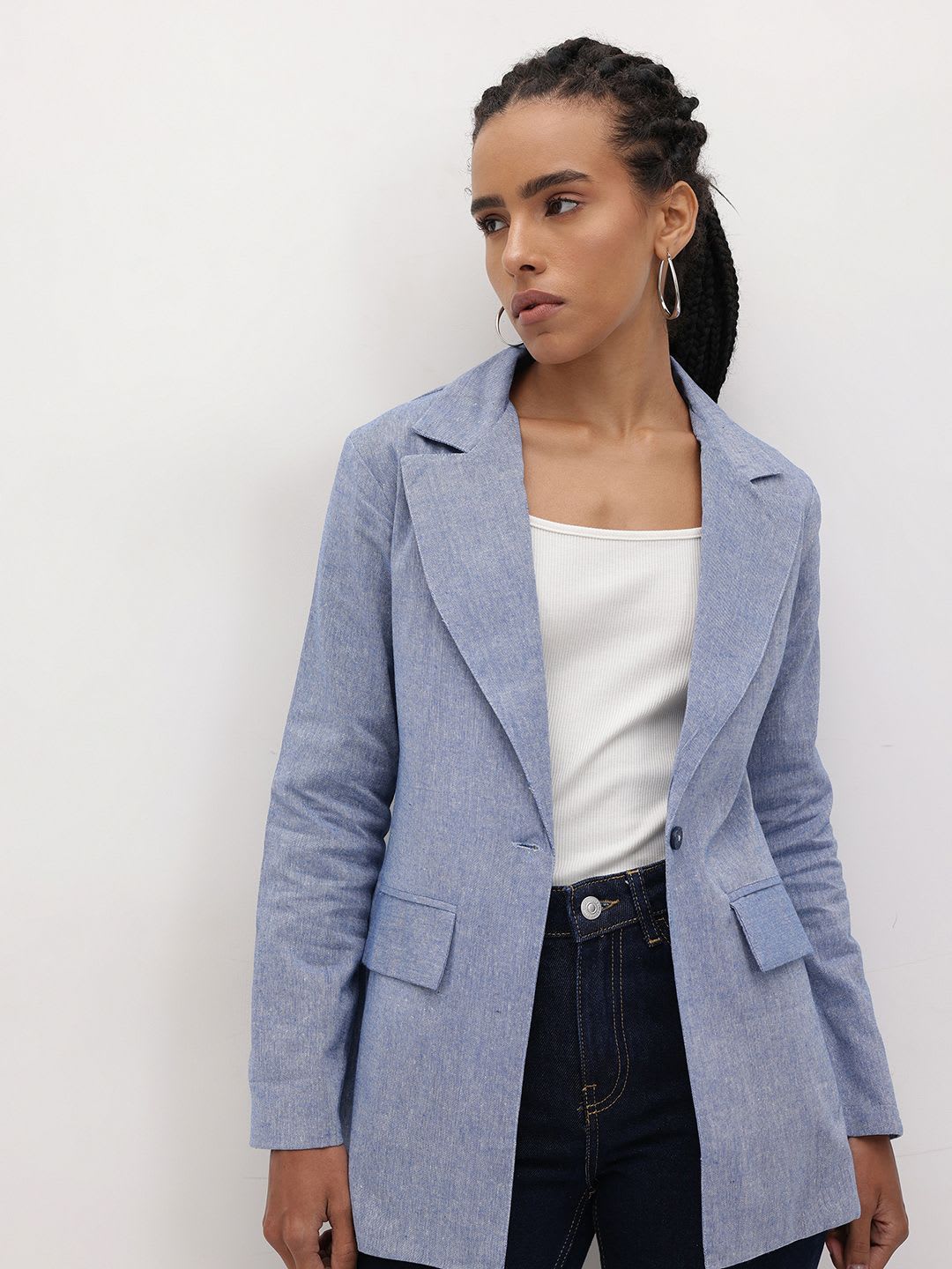 R.Code by The Roadster Life Co. Notched Lapel Collar Single-Breasted Blazer - default view