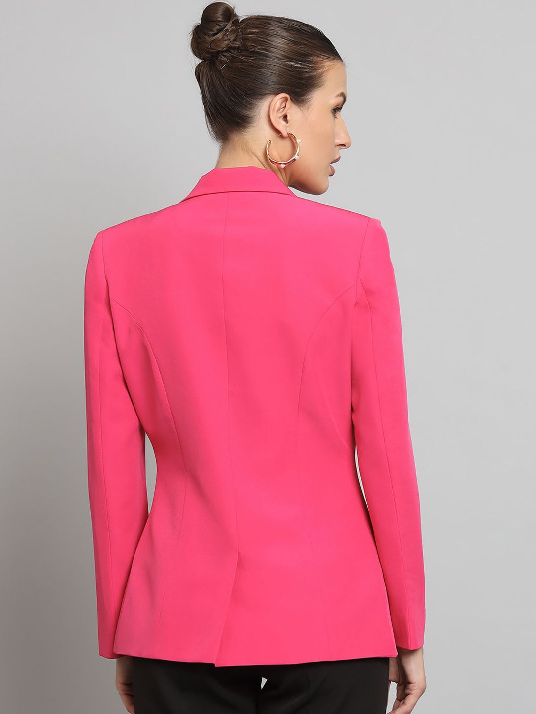 PowerSutra Women Pink Solid Single Breasted Formal Blazer - right view