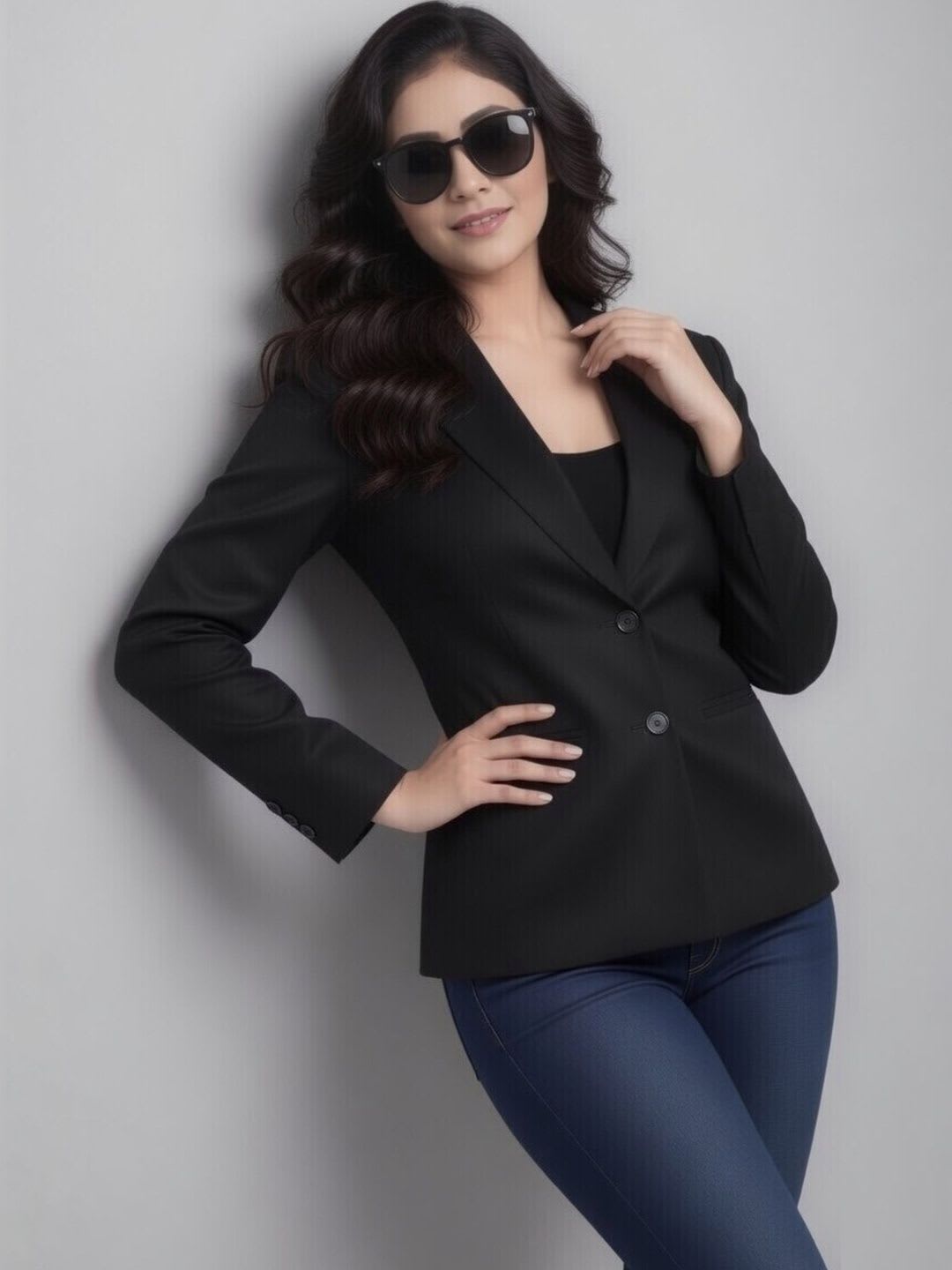 BAESD Women Notched Lapel Collar Single Breasted Formal Blazer - back view