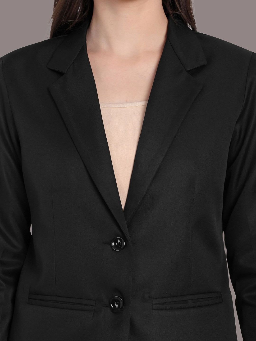 BAESD Women Notched Lapel Collar Single Breasted Formal Blazer - left view