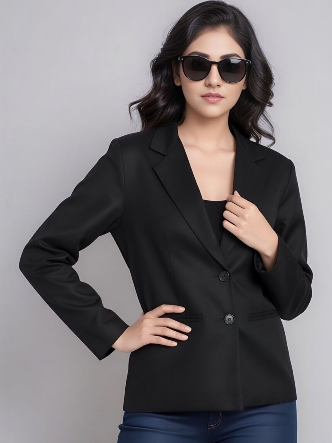 BAESD Women Notched Lapel Collar Single Breasted Formal Blazer - right view