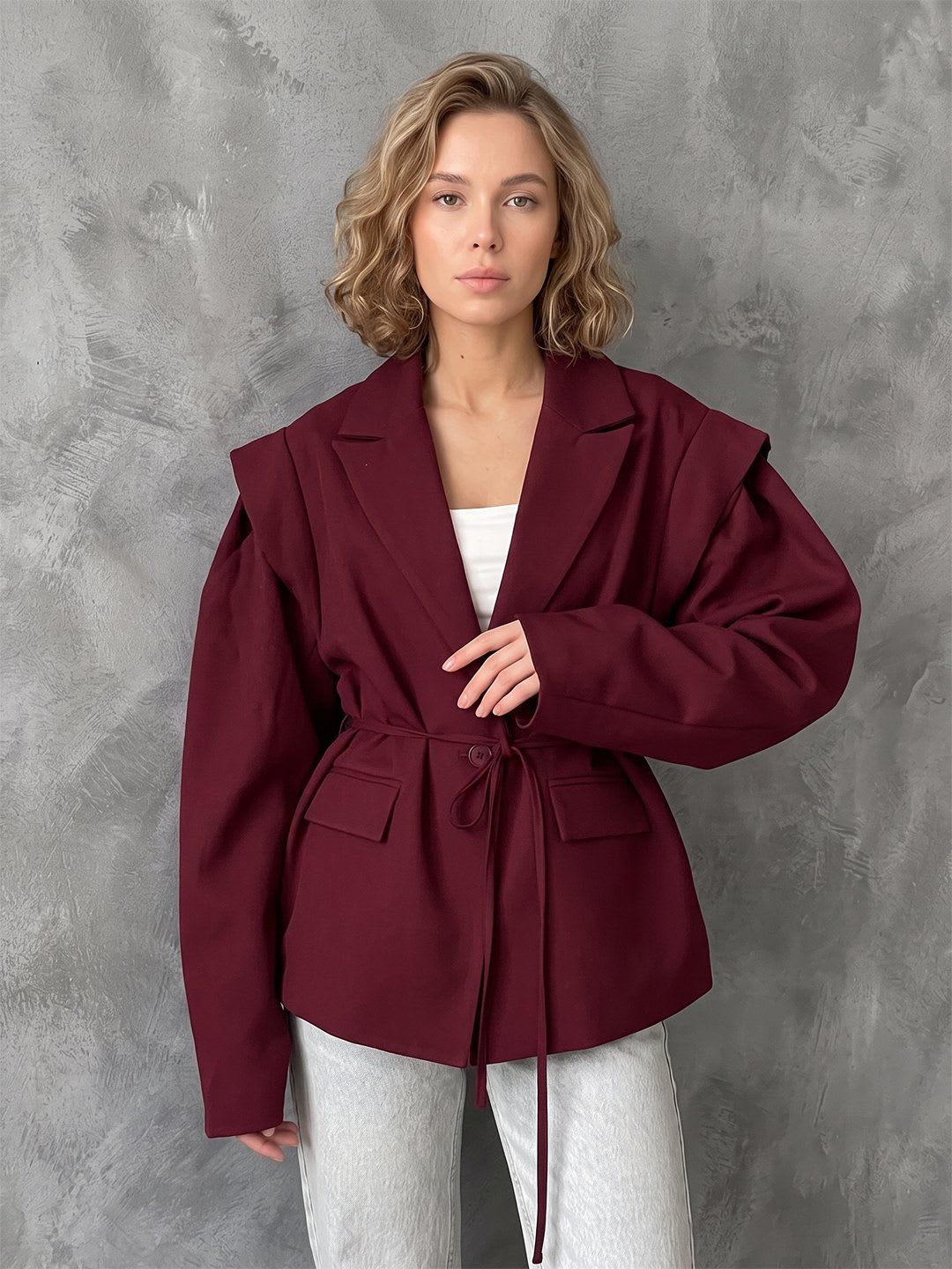 Suo Notched Lapel Open Front Casual Blazers - default view