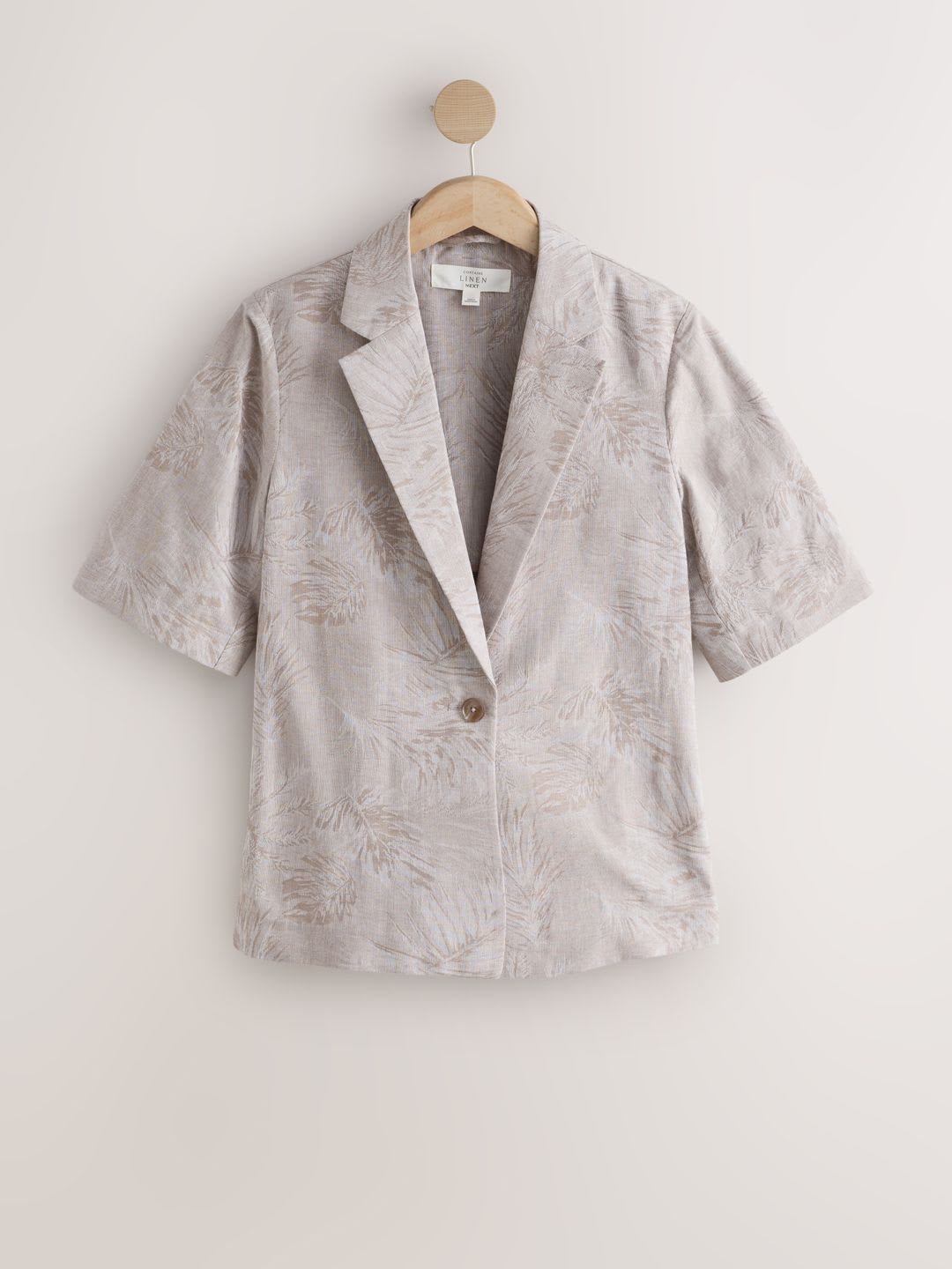 NEXT Jacquard Woven Design Cotton Linen Blazer - left view