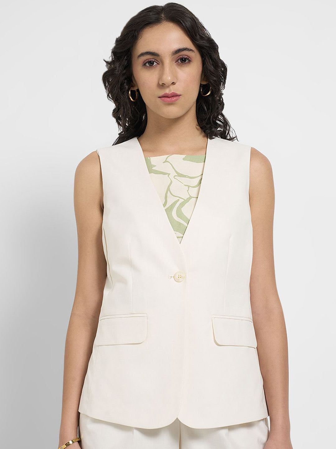 Annabelle by Pantaloons Sleeveless Single Breasted Blazer - default view
