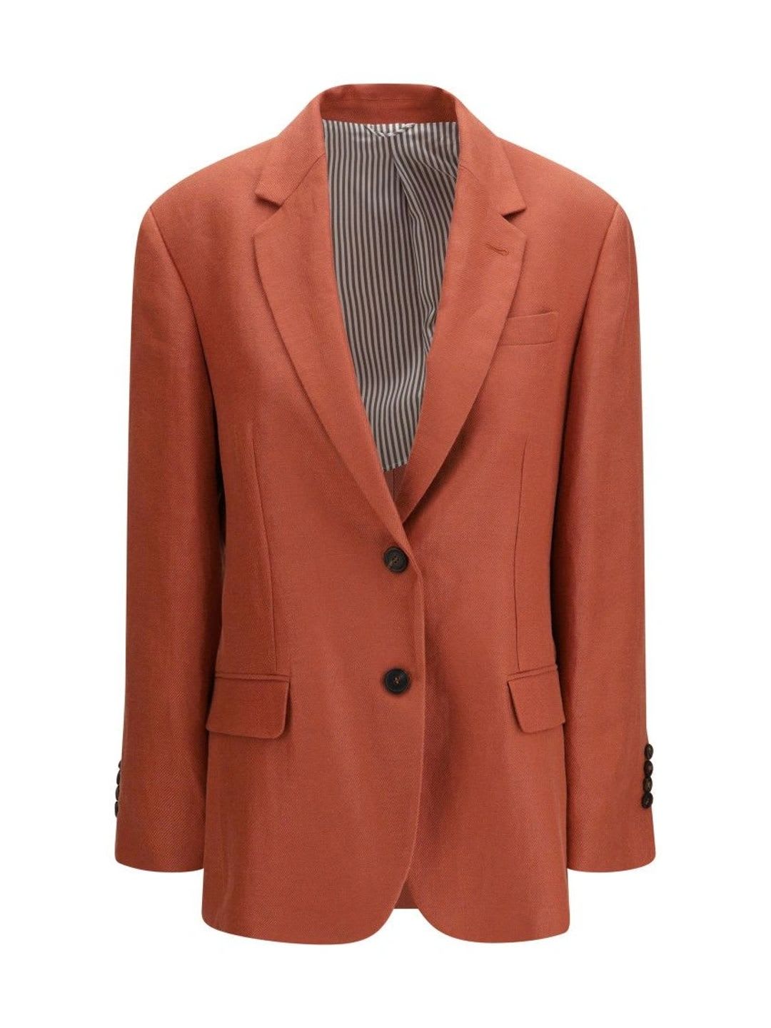 Brunello Cucinelli Red Textured Peaked Lapel Blazer - default view