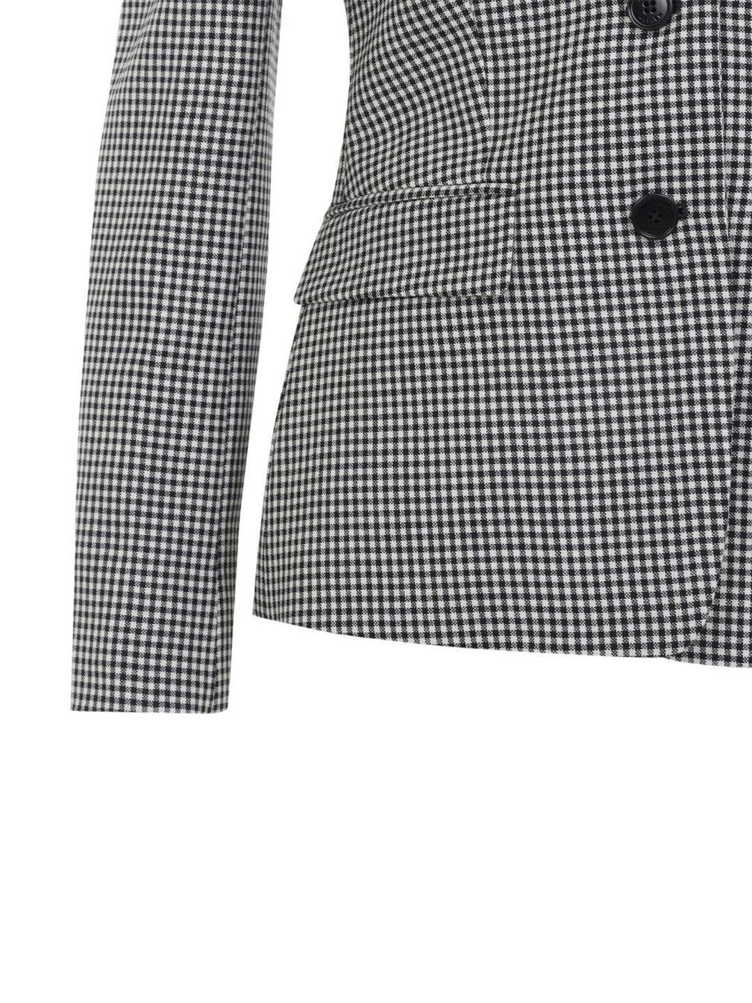 Alexander Mcqueen Black Gingham Notched Lapel Blazer - back view