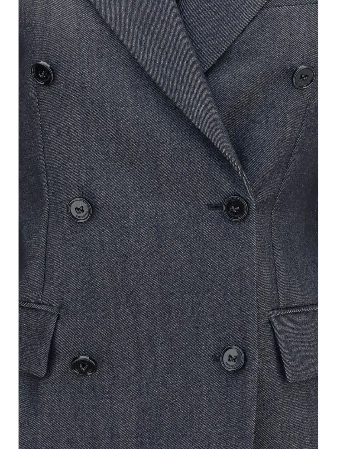 Balenciaga Notched Lapel Double-Breasted Tailored Fit Formal Blazers - back view
