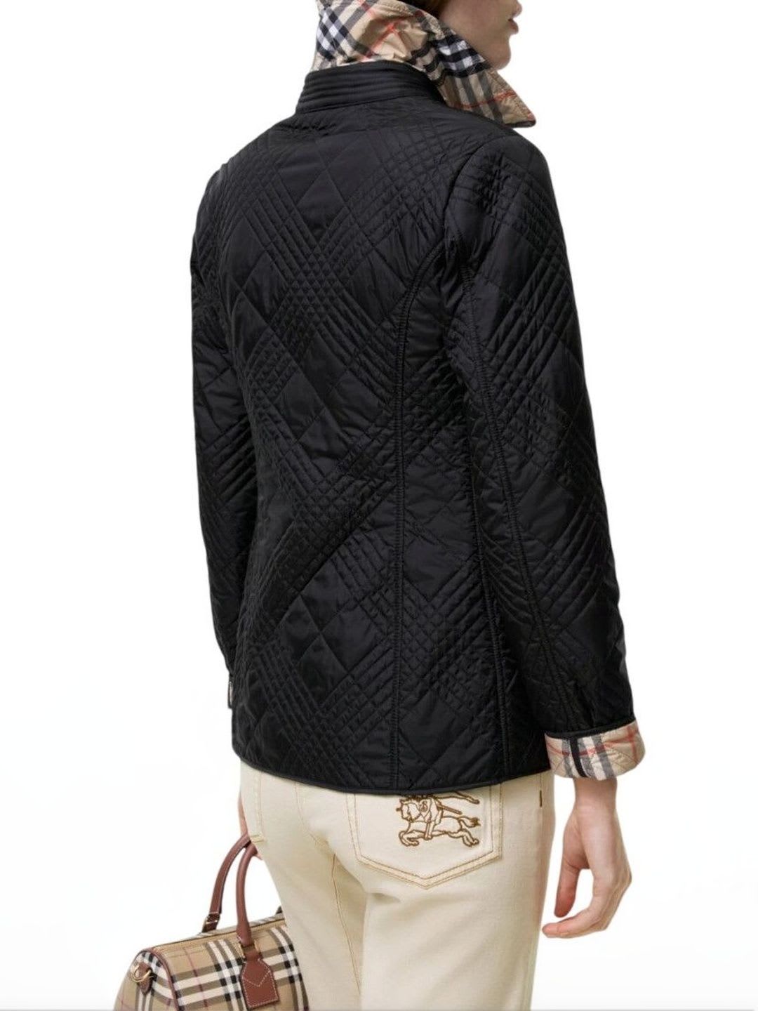Burberry Black Quilted Shirt Collar Jacket - back view