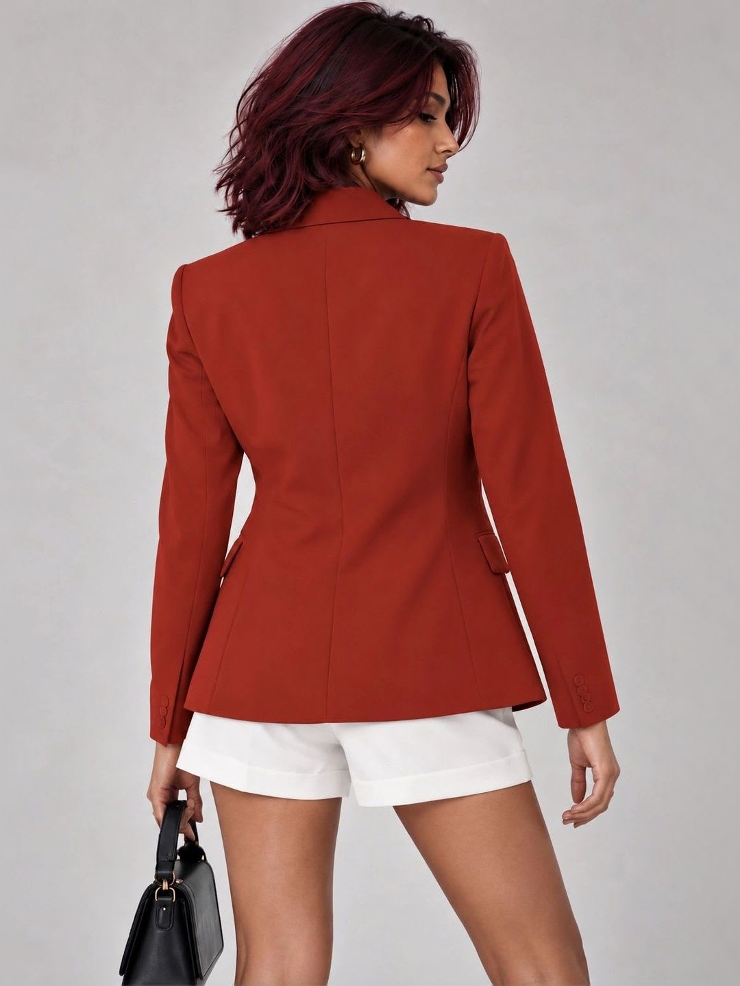 AAROMINFINITY Notched Lapel Single-Breasted Blazer - back view