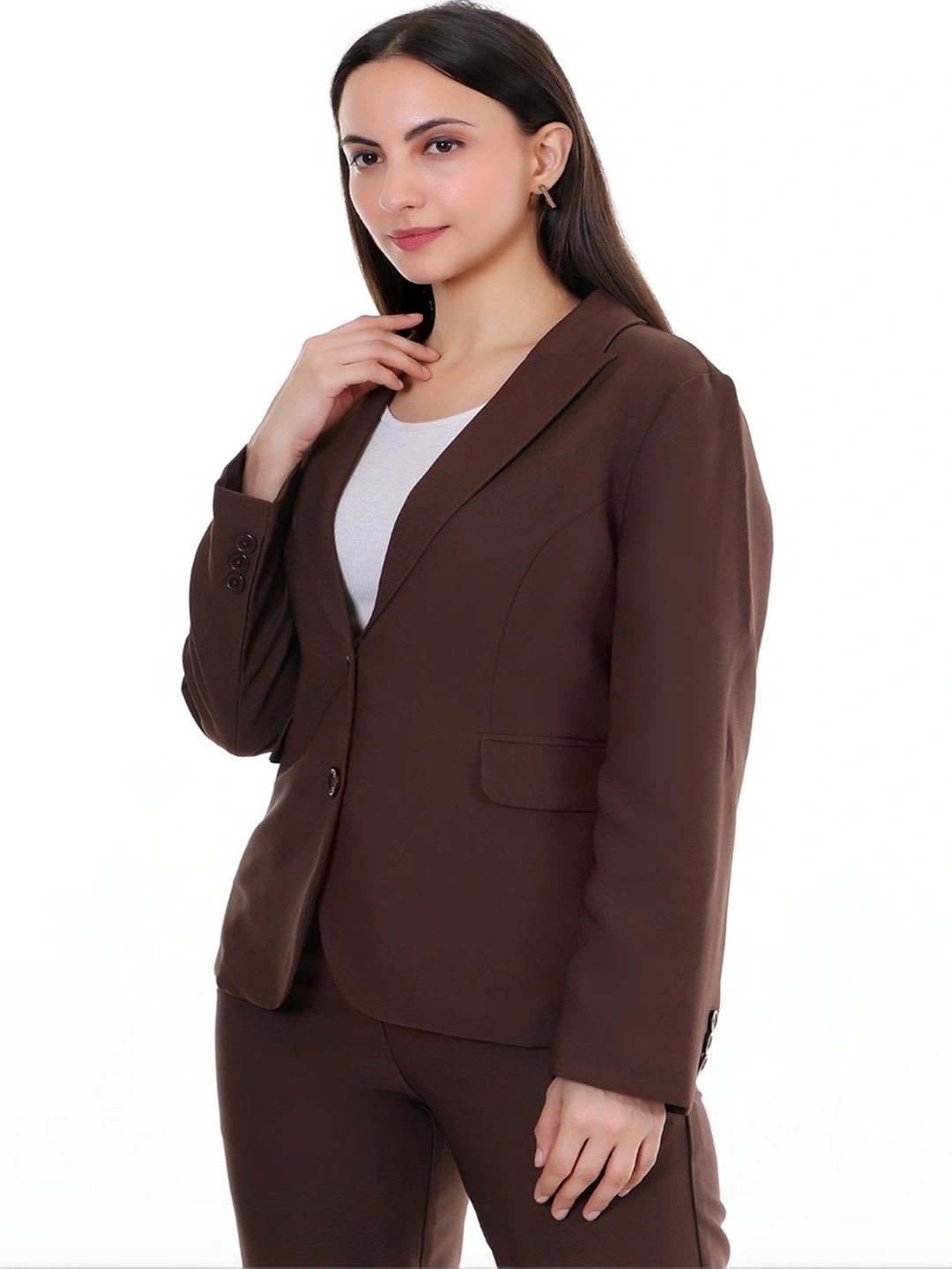 FuchsiaBless Notched Lapel Single-Breasted Blazers - default view