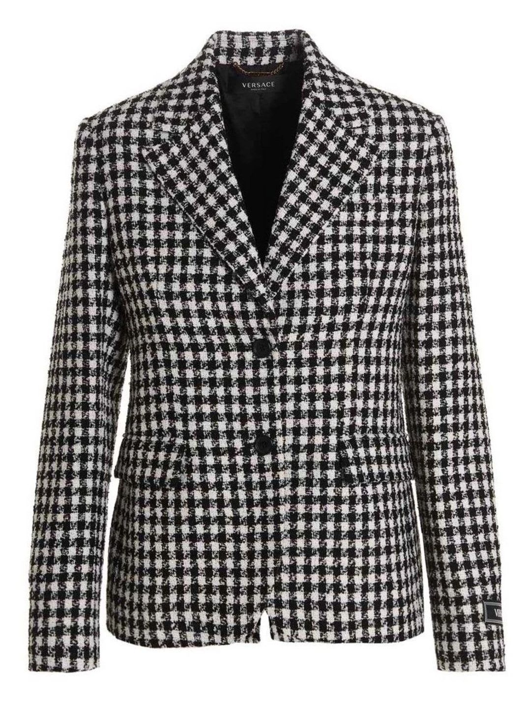 Versace Blackwhite Single Breast Tweed Blazer - default view