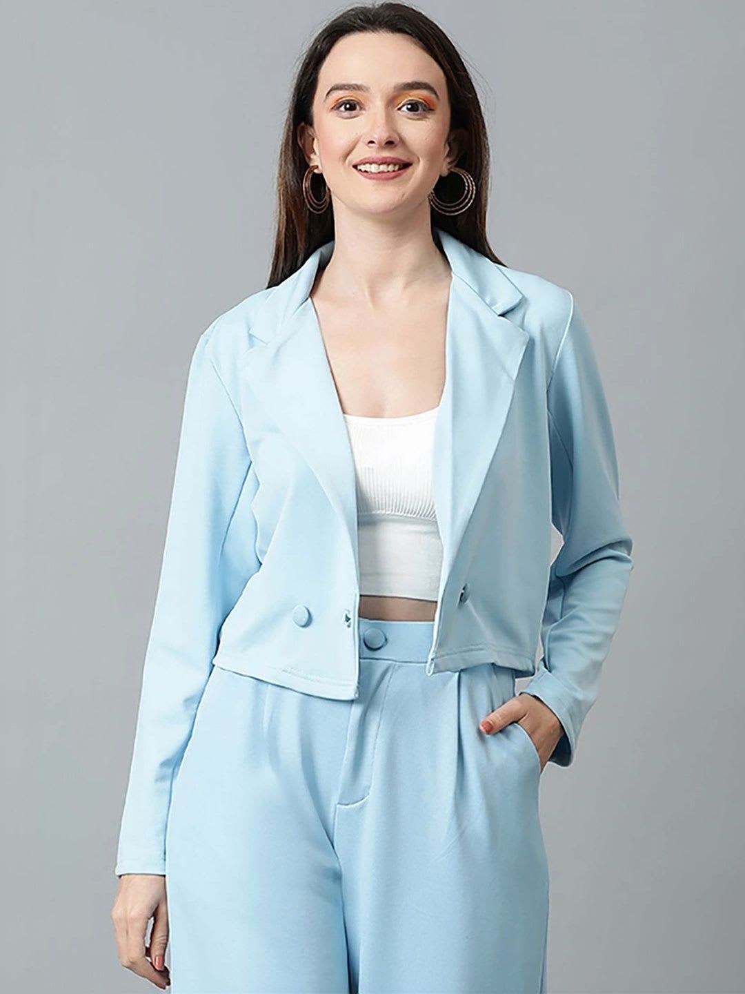 ZYVRA Notched Lapel Single Breasted Blazers - default view