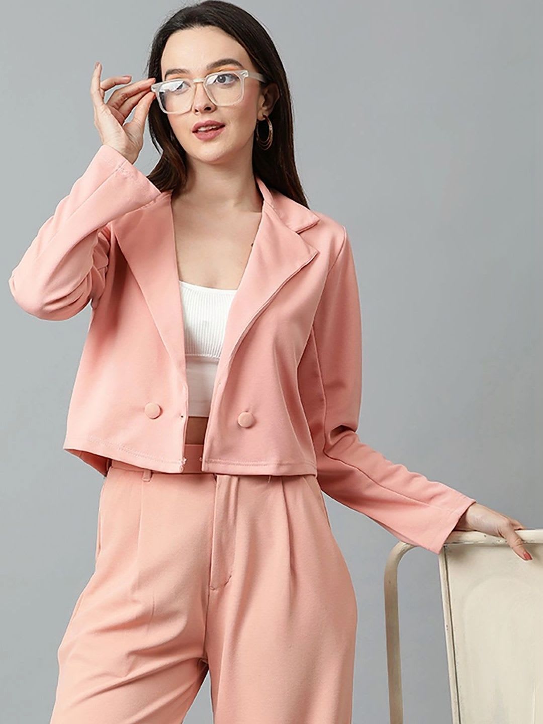 ZYVRA Women Notched Lapel Single Breasted Blazers - default view