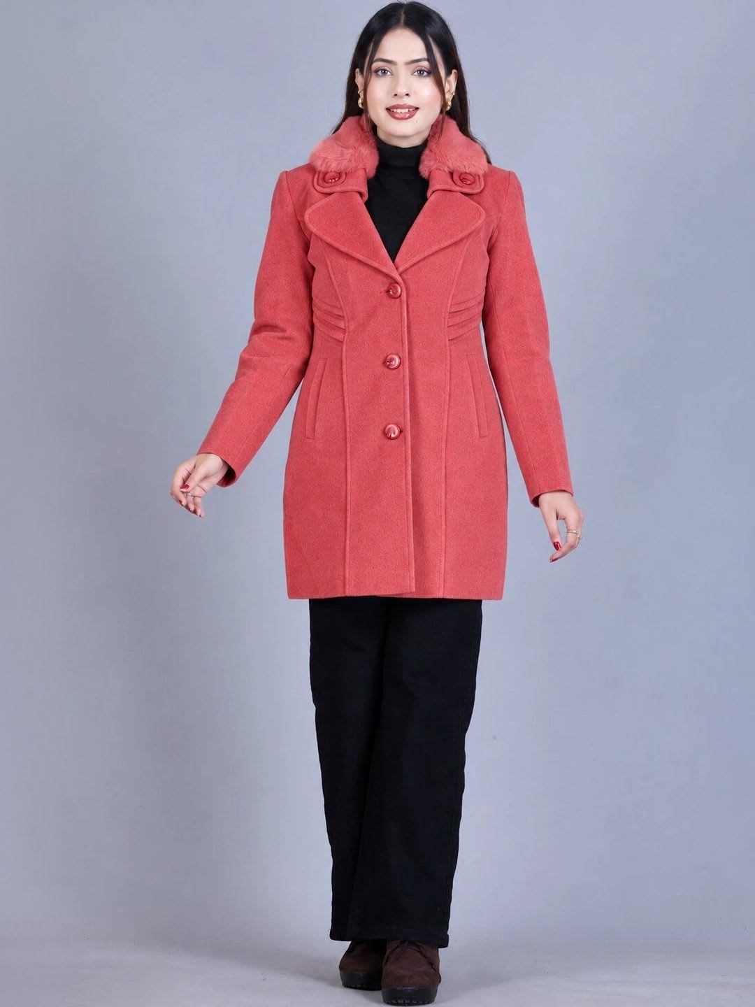 WARMLAY Women Notched Lapel Single Breasted Blazer - default view