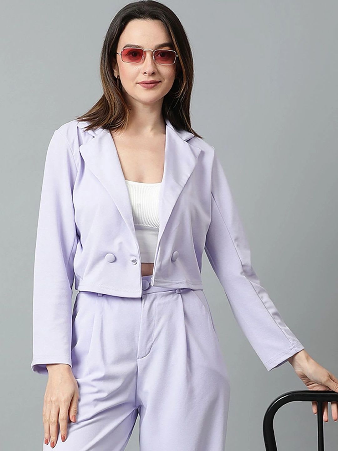 ZYVRA Notched Lapel Single Breasted Blazers - default view