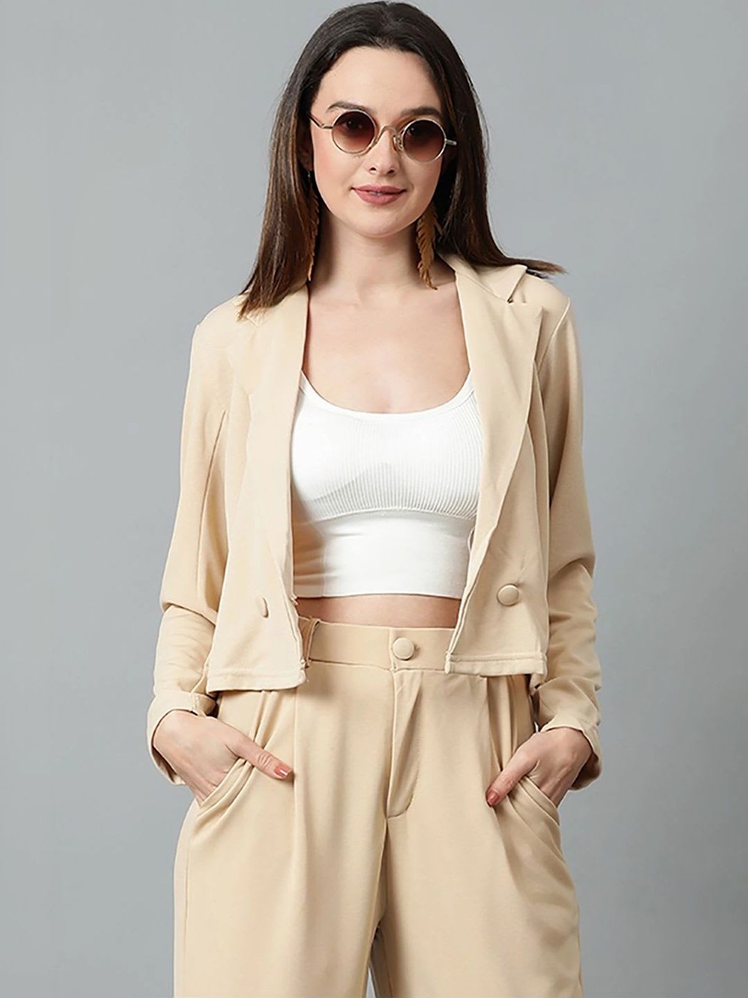 ZYVRA Notched Lapel Single Breasted Blazers - default view