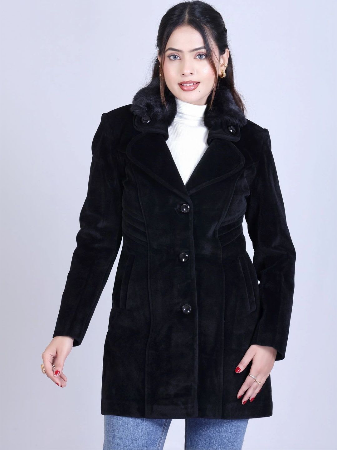 WARMLAY Women Notched Lapel Single Breasted Blazer - default view