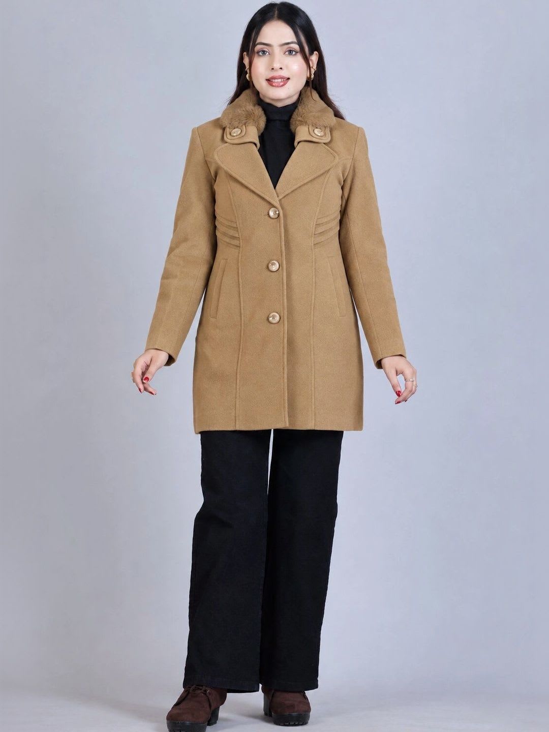 WARMLAY Women Notched Lapel Single Breasted Blazer - default view