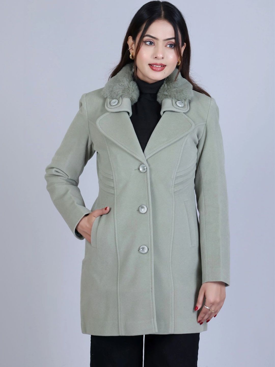 WARMLAY Women Notched Lapel Single Breasted Blazer - default view
