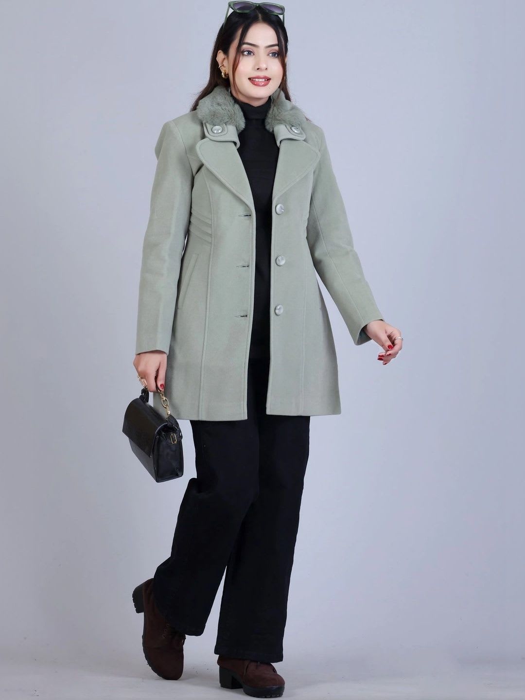 WARMLAY Women Notched Lapel Single Breasted Blazer - back view