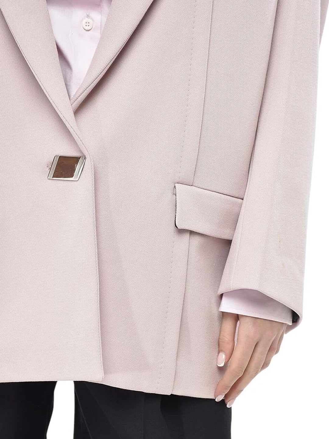 The Attico Light Pink Solid Peaked Lapel Blazer - back view