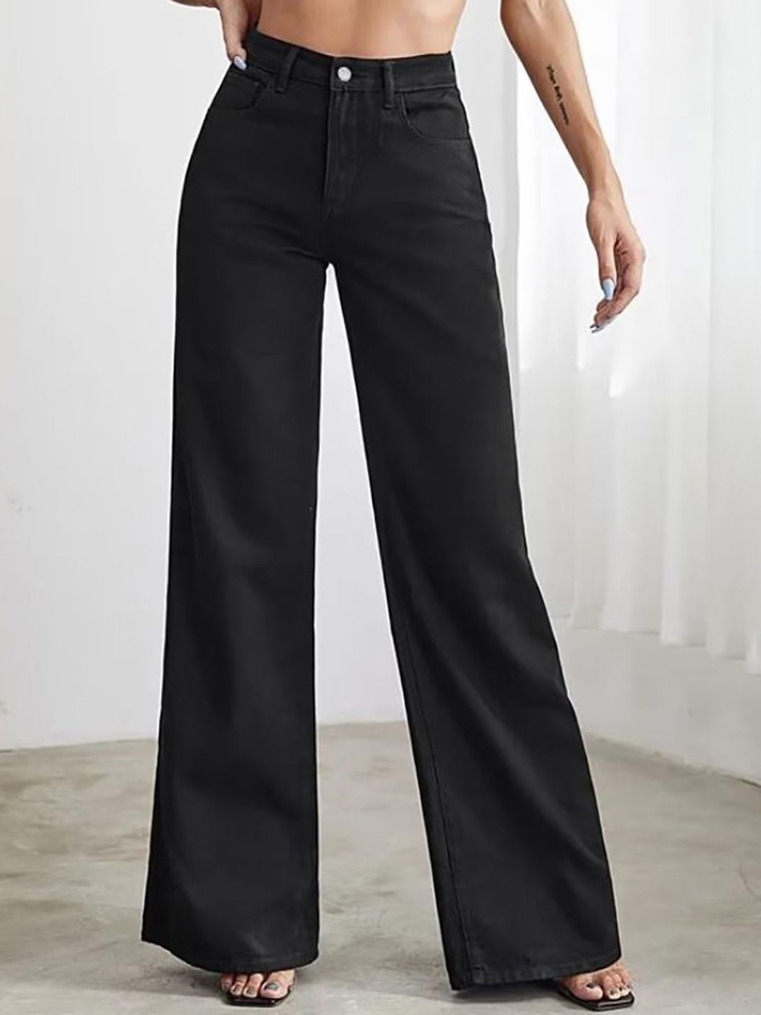 Aadvi Fashion Women Smart Wide Leg High-Rise Jeans - default view