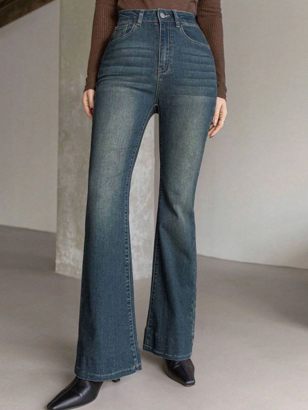 Aadvi Fashion Women Smart Flared High-Rise Light Fade Jeans - default view