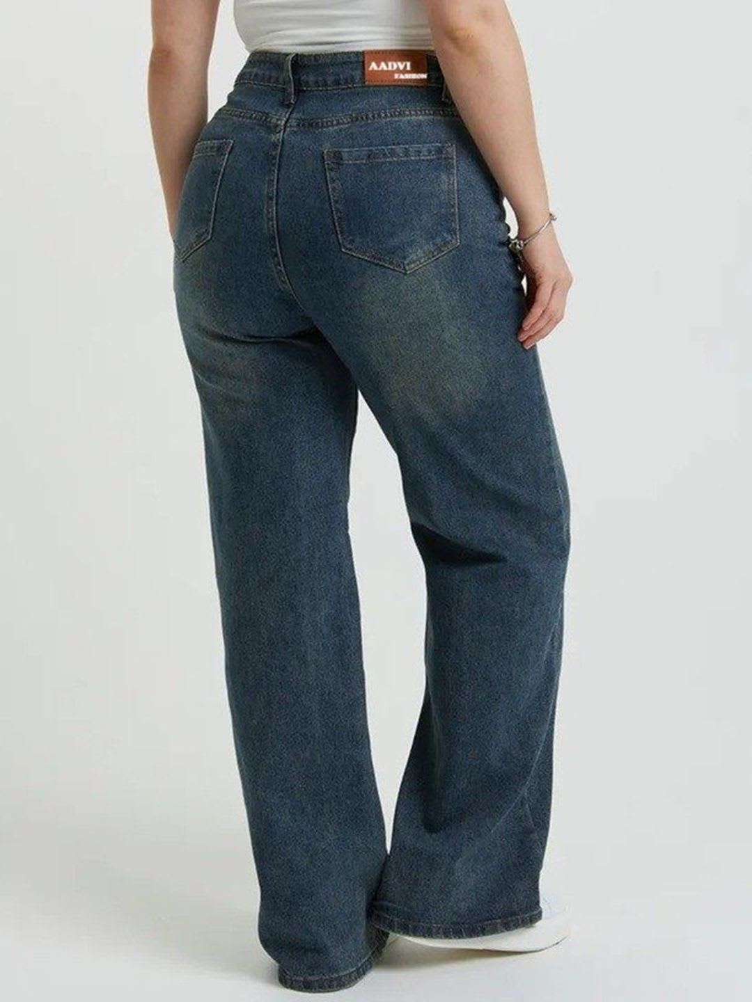 Aadvi Fashion Women Jean High-Rise Light Fade Stretchable Jeans - back view