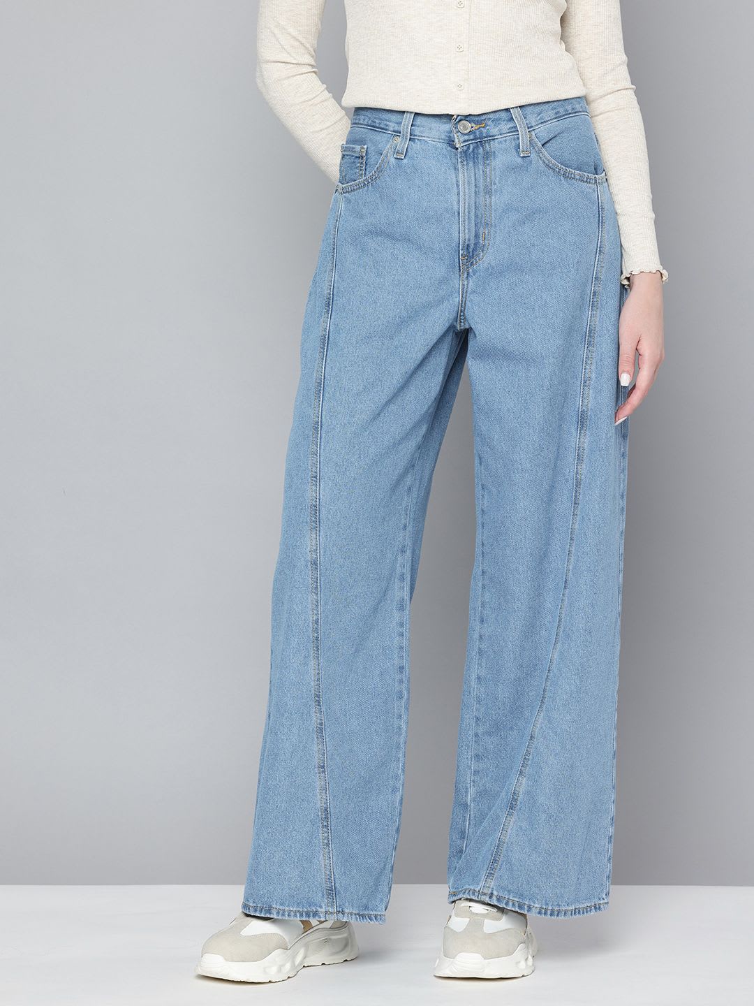 Levis Women Straight Loose Fit Mid-Rise Pure Cotton Jeans - default view